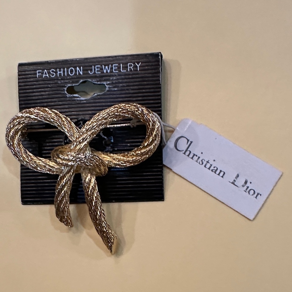 Vintage Christian Dior Gold Bow Brooch